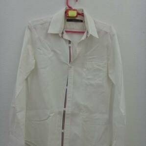 ●【agate】 メンズ 長袖シャツ Mサイズ 白 襟もと黄ばみありの画像1