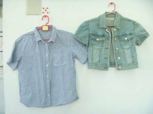 ** lady's [ Rose Fan Fan ] short sleeves G Jean other M size total,2 point set 