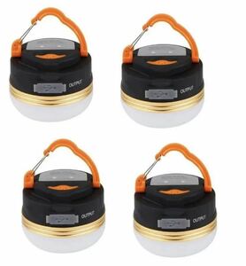 【4個セット】人気LEDランタン　スマホ充電　 LEDライト充電式 アウトドアライト 防水 USB 超軽量 小型 懐中電灯 電球色 キャンプ