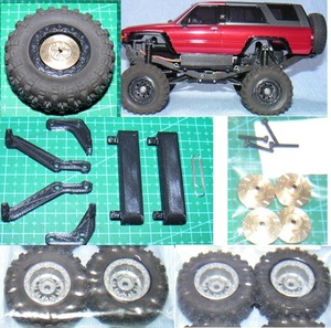 ミニッツ 4×4 4ランナー用 金属製変換ハブ+RGTタイヤ灰+ボディ10mmリフトアップ 京商 Kyosho Mini Z 4x4 4RUNNER ハイラックス