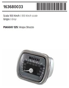 RMS 16368 0033 неоригинальный измерительный прибор Vespa VM/VN 100km серый короткий период .. неисправность много 