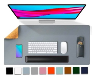 【Lサイズ/カラーA】大型両面コルクデスクトップマウスパッド,90x43cm,ゲーマーキーボード用,レザー
