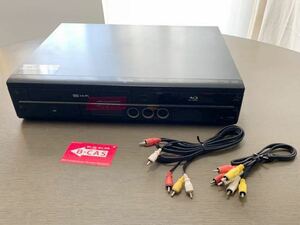 AQUOS VHS一体型ブルーレイレコーダー BD-HDV22 2008年製 ブラック プラグ2本＆B-CAS 赤カード付 リモコンなし 通電確認済 100サイズ発送