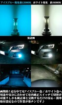 室内で色切替可能 最新式 アイスブルー H1/H3/H8/H11/H16/HB3/HB4/PSX26選択可 LEDフォグランプ アイスブルー/ホワイト切替式_画像3