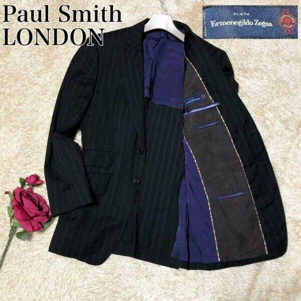 ポールスミスロンドン Paul Smith London 高級ゼニア ストライプ ジャケット チャコールグレー Mサイズ マルチストライプ