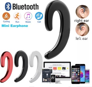 耳掛けイヤホン Bluetooth イヤホン ワイヤレスイヤフォン 耳掛け 片耳用 USB充電 スポーツ 完全ワイヤレス　シルバー