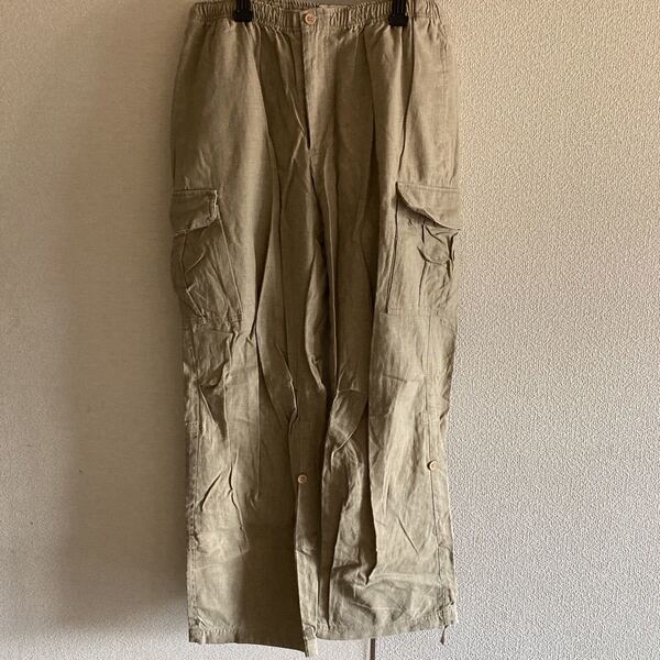 メンズ カーゴパンツ ロールアップ 綿麻 Lサイズ