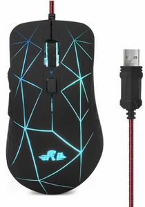 マウス 有線USB 7色RGBバックライト 6ボタン4調節DPIレベル、光学式ゲーミングマウス