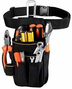 [VOW&ZON] 工具入れ 腰袋 工具袋 小物入れ 作業袋 ウエストバッグ カラビナフック ベルト付 多機能ポケット コンパクト設計