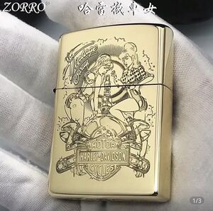 ZORRO ハーレー 2面彫刻 セクシーガール zippo型オイルライター