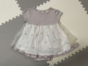 70cm プティマイン petitmain チュール ワンピース ロンパース ハート 赤ちゃん ベビー服 半袖 夏服