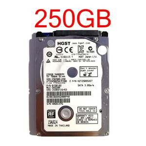 HDD 250GB 2.5&#34; 7mm SATA 3Gbps 正常 HGST Z5K500-250 HTS545025A7E380 0J30182 2.5インチ ハードディスクドライブ [HDD#c.9]
