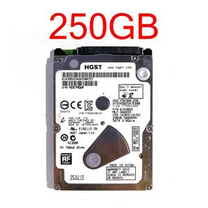 HDD 250GB 2.5インチ 7mm SATA 3Gbps 正常 HGST Travelstar Z5K500-250 HTS545025A7E680 0J43862 ハードディスクドライブ [HDD2S#4]