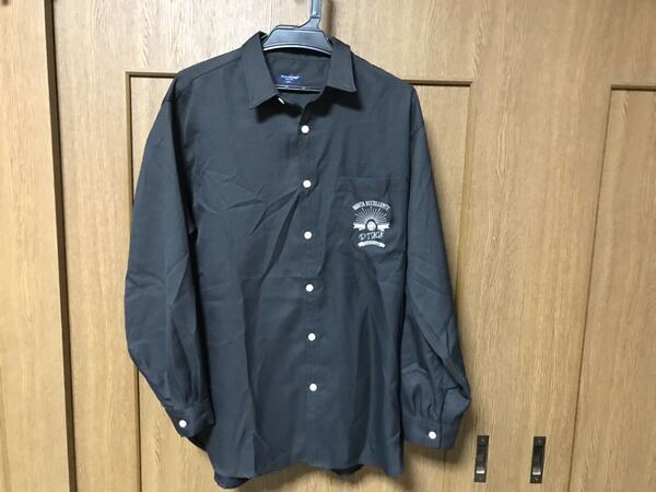 BACK NUMBER 黒 豪華刺 長袖 ポリエステルシャツ M