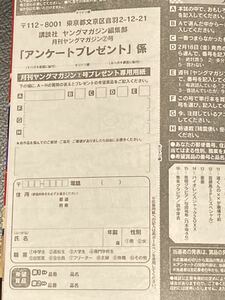 月刊ヤングマガジン 2号 与田祐希 乃木坂46 アンケート応募用紙 応募券