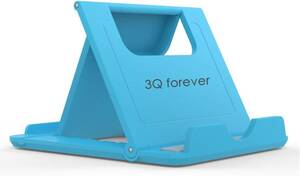 3Q forever スマホ・ タブレット用折りたたみ式 薄型スタンド 角度調整可能 強化版 (ブルー Blue)