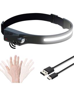 ヘッドライト 充電式 USB 5種点灯50g超軽量 高輝度 IPX4防水