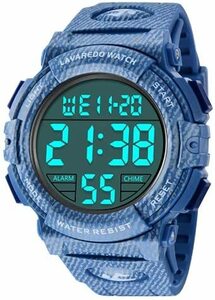 ★色:9-浅い藍色★ 腕時計 メンズ デジタル スポーツ 50メートル防水 おしゃれ 多機能 LED表示 アウトドア 腕時計