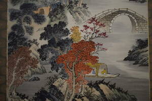 Art hand Auction [Unknown] // Author unknown / Hanshan Temple / Maple Bridge / Night Stay / Landscape / Moonlit / Figures / China / Hotei-ya Hanging Scroll HI-844, Painting, Japanese painting, Landscape, Wind and moon