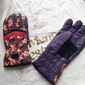 送料込●新品●Vivienne Westwood スノー用手袋 ポリエステル羊革 濃紫 25cm ヴィヴィアンウエストウッド ビビアン メンズ スキースノボは