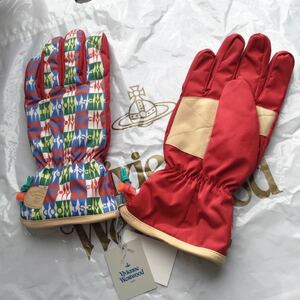 送料込●新品●Vivienne Westwood スノー用手袋 ポリエステル羊革 赤 25cm ヴィヴィアンウエストウッド ビビアン メンズ スキースノボ