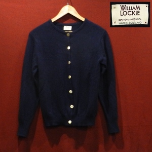 WILLIAM LOCKIE William Rocky Arrows Britain made Scotland made no color gold button wool knitted cardigan navy blue S beautiful goods 