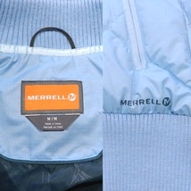 MERRELL メレル アウトドア ZIP ダウン ジャケット リブ ブルゾン 水色 M 美品_画像6