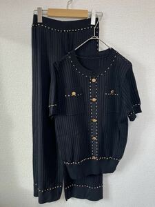 セットアップ　アンサンブル　パンツセット　ニットスーツ　レディース　韓国ファッション　半袖　