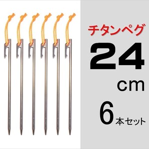 【送料無料】チタンペグ 24cm 6本セット