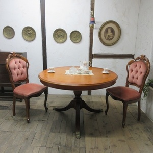 イギリス アンティーク 家具 ダイニングテーブル 丸テーブル ラウンド 店舗什器 木製 マホガニー 英国 TABLE 6351cz