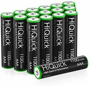 単4形充電池16本 HiQuick 単四電池 充電式 単四充電池 単4形充電池16本セット ニッケル水素電池1100mAh ケース4個付き 約1200回使用可能