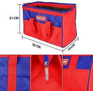 1680Dオックスフォード ETBG18131 赤いツールバッグ ワイドオープン ツールバッグ 工具用道具袋 EMTOP 工具バッグ 工具バッグ 幅35cm