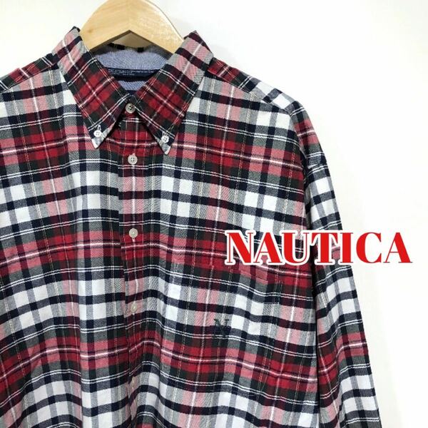 【古着】NAUTICA ノーティカボタンダウンチェックシャツ　XL チェック柄