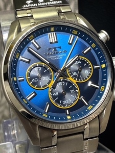 送料無料 セーム付属【新品】 テクノス TECHNOS 正規品 クロノグラフ 腕時計 オールチタン製 ダイバー腕時計 ブルー 日本製クオーツ メンズ