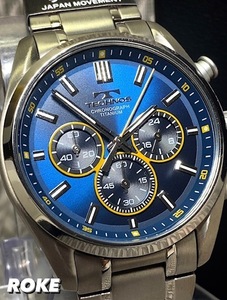 新品 テクノス TECHNOS 正規品 クロノグラフ 腕時計 オールチタン製 ビジネスウォッチ ダイバー腕時計 ブルー 日本製クオーツ メンズ