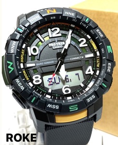 新品 PROTREK プロトレック 腕時計 モバイルリンク機能 カシオ CASIO アナデジ 正規品 腕時計 ブラック クワッドセンサー 多機能腕時計