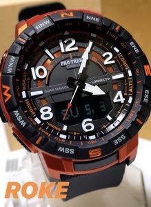 新品 PROTREK プロトレック 腕時計 モバイルリンク機能 カシオ CASIO アナデジ 正規品 腕時計 オレンジ クワッドセンサー