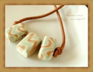 * Cube type * marble pattern. roasting thing? block * element .. Brown leather / leather string necklace *28