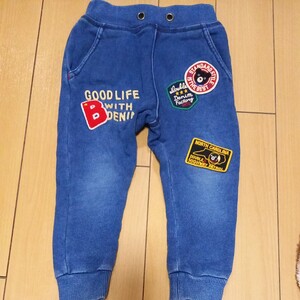 ミキハウスダブルBデニムスウェットワッペンパンツ90