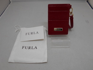【FURLA】　フルラ　カードケース　パスケース　レザー　レッド　赤　SY02-HB6