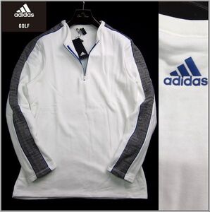 新品 秋冬 adidas GOLF アディダス ゴルフ ハーフジップスウェット トレーナー メンズ ストレッチ ゴルフウェア L ホワイト