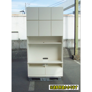 ( used ) television stand white wooden AV board tv board both opening storage one-side opening storage drawer width 1200mm× depth 400mm× height 2340mm F-NA-535-0125A