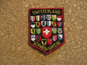 70s スイス 州旗 SWITZERLAND SCHWEIZ SUISSE ビンテージ刺繍ワッペン/エンブレム国旗アウトドア登山ハイキング紋章SWISS土産スーベニア