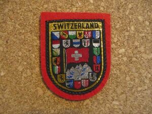 70s スイス SWITZERLAND 州旗 ビンテージ ワッペン/エンブレム雪山アウトドア登山ハイキング紋章パッチ旅行アルプスSWISS土産スーベニア