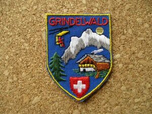 80s スイスGRINDELWALDグリンデルヴァルト ビンテージ刺繍ワッペン/スキー登山トラッキング旅行SWISS MADE山小屋アップリケ雪山アルプス