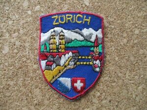 70s スイス ZURICH チューリッヒ 刺繍ワッペン/ヨット湖ヨーロッパ旅行エンブレム紋章パッチ土産スーベニア手芸アップリケ