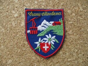 90s スイスCrans-Montanaクラン・モンタナ 刺繍ワッペン/マッターホルンSKIスキー雪山ハイキング旅行スーベニア観光キャンプ登山アルプス