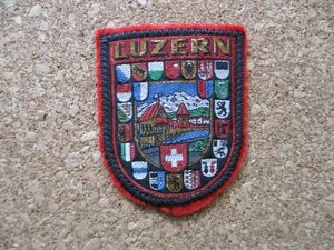 70s スイス LUZERN ルツェルン刺繍ワッペン/州旗ハイキング雪山ヨーロッパ旅行エンブレム紋章パッチ土産スーベニア手芸アップリケ