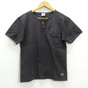 y■コロンビア/COLUMBIA ヘンリーネック ポケットTシャツ/厚手■茶系【メンズS】MENS/19【中古】