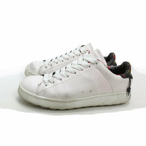 y■【25.5cm】コーチ/Coach Lace Up Low Sneakers ハイビスカス柄レザーシューズ■白MENS/66【中古】